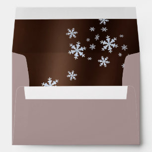 Snow Flakes Brown Invitation Card Envelope