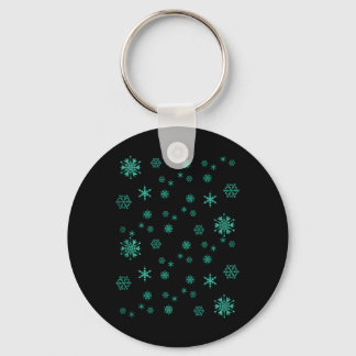 Snow Flakes Green Cute Christmas Holiday Season Keychain