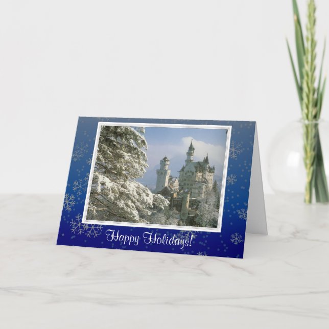 Snow Flakes Happy Holidays Photo Card (Front)