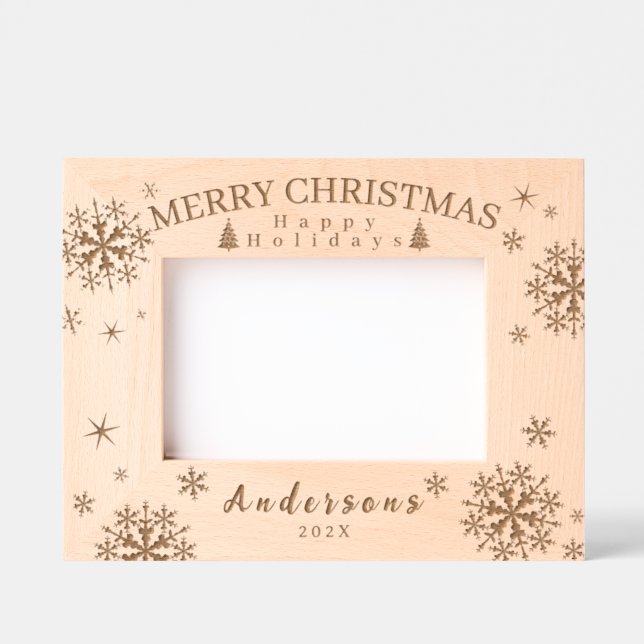 Snow Flakes Merry Christmas Etched Frames (Front)