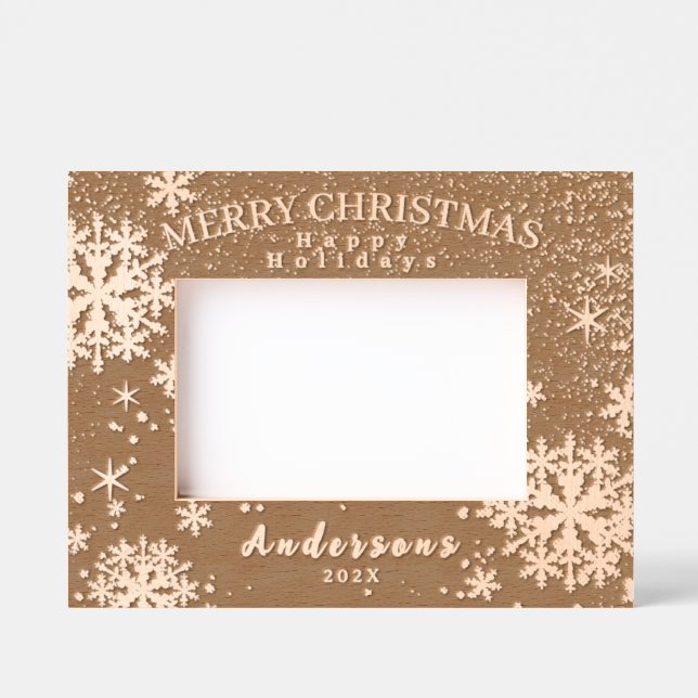 Snow Flakes Merry Christmas Etched Frames (Front)