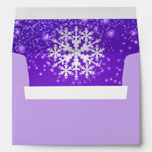 Snow Flakes Purple White Envelope