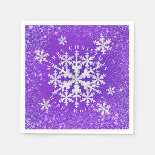 Snow Flakes Purple White  Napkin