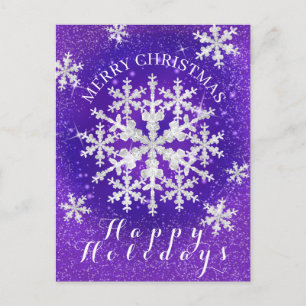 Snow Flakes Purple White Postcard