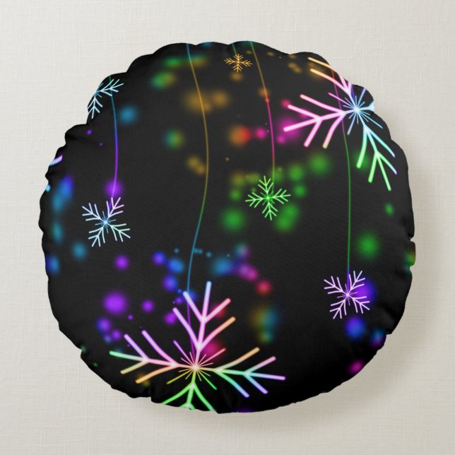 Snow Flakes Round Pillow (Front)