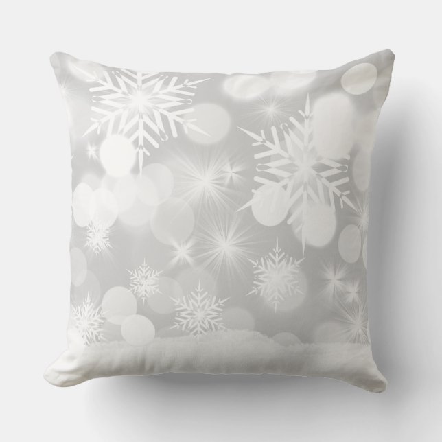 Snow Flakes Throw Pillow (Front)
