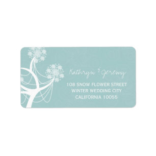 Snow Flower Tree Lights Winter Wedding Labels
