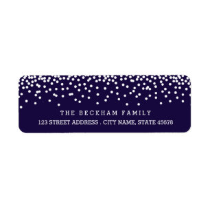 Snow Flurry Holiday Return Adress Labels / Navy