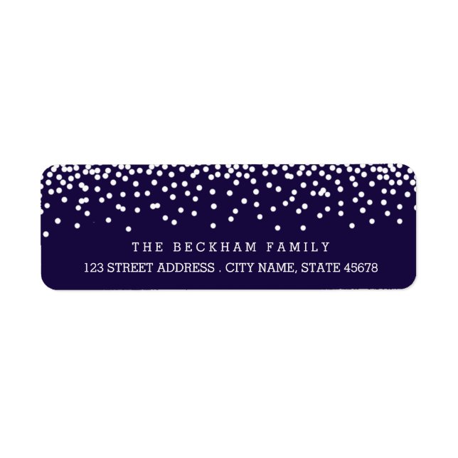 Snow Flurry Holiday Return Adress Labels / Navy (Front)