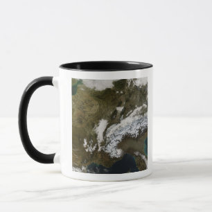 Snow, fog, and low clouds in western Europe Mug