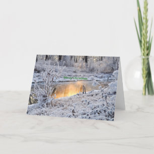 Snow forest lake Merry Christmas Card