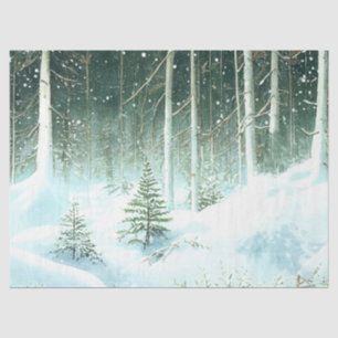 Snow Forest Winter Christmas Landscape Decoupage  Tissue Paper