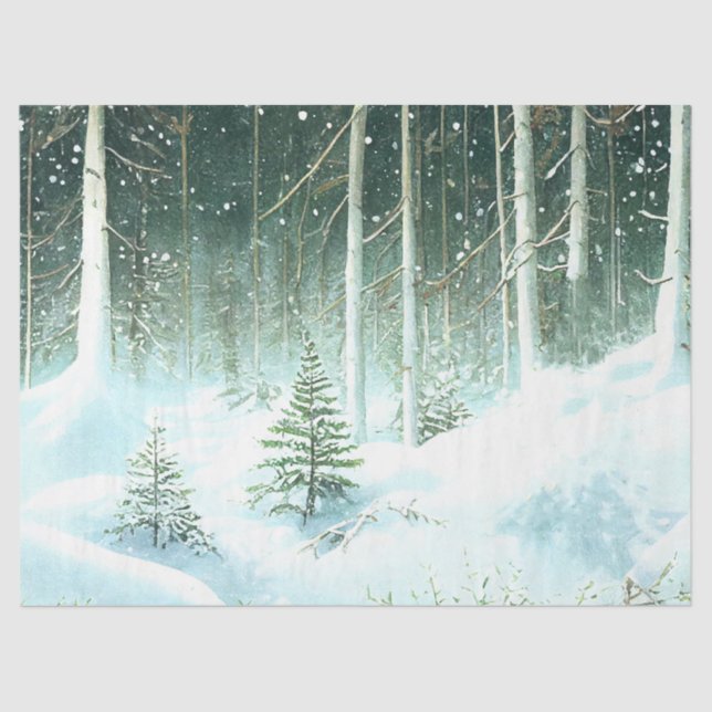 Snow Forest Winter Christmas Landscape Decoupage  Tissue Paper (Front)