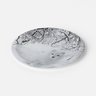 Snow Fox in Winter Woods Paper Plate
