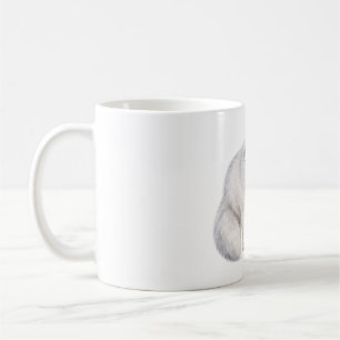 Snow Fox Sniffing a Winter Berry Branch Coffee Mug
