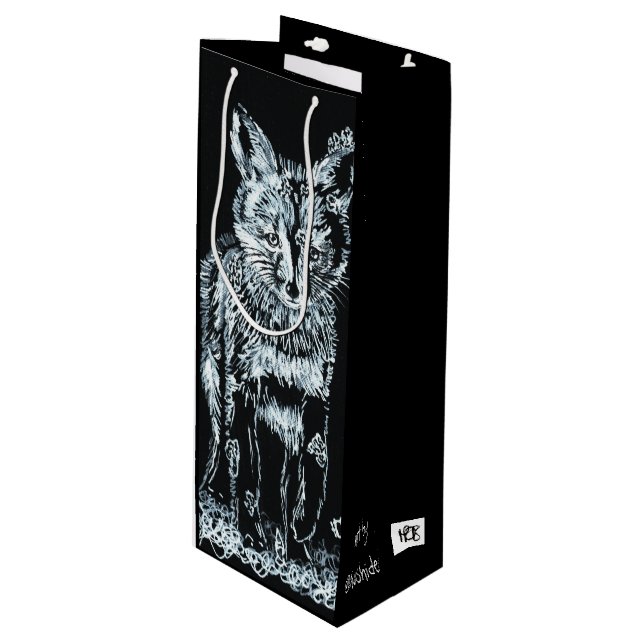 Snow Fox Wine Gift Bag (Front Angled)