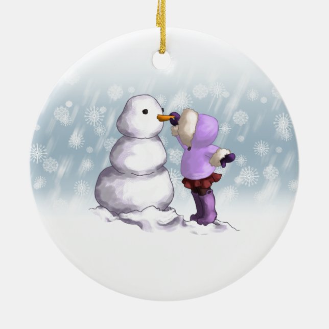 Snow Friend Ceramic Ornament (Back)