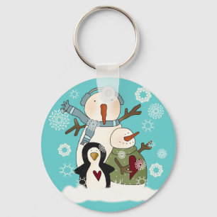 Snow Friends Holiday T-shirts and Gifts Keychain