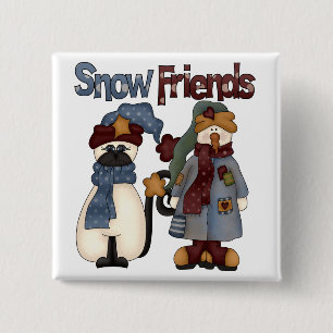 Snow Friends Tshirts and Gifts 2 Inch Square Button