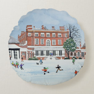 Snow Fun 1991 Round Pillow