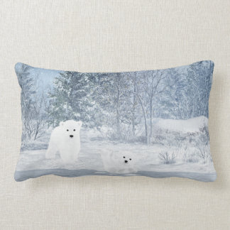 Snow Fun - Polar Bear Cubs, Lumbar Pillow
