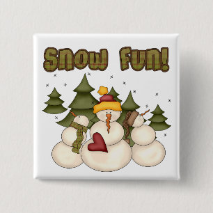 Snow Fun Two Tshirts and Gifts 2 Inch Square Button