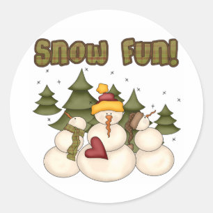 Snow Fun Two Tshirts and Gifts Classic Round Sticker
