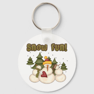 Snow Fun Two Tshirts and Gifts Keychain