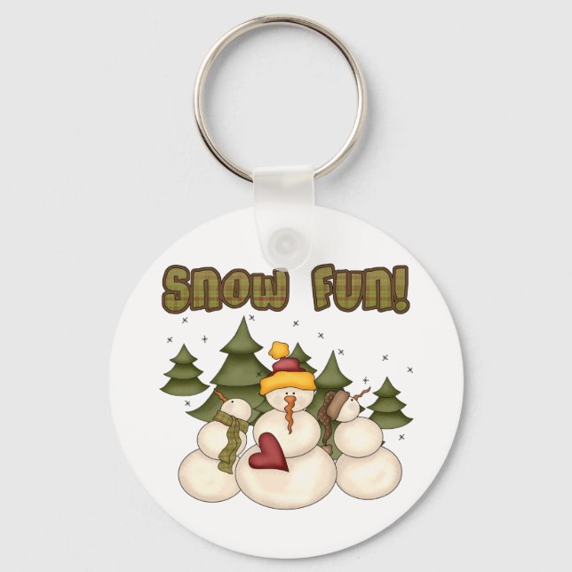 Snow Fun Two Tshirts and Gifts Keychain (Front)