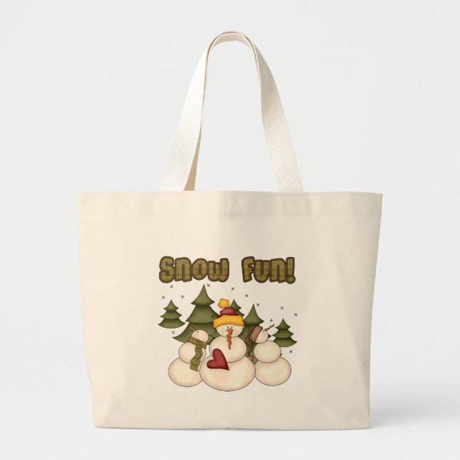 Snow Fun Two Tshirts and Gifts Large Tote Bag (Front)