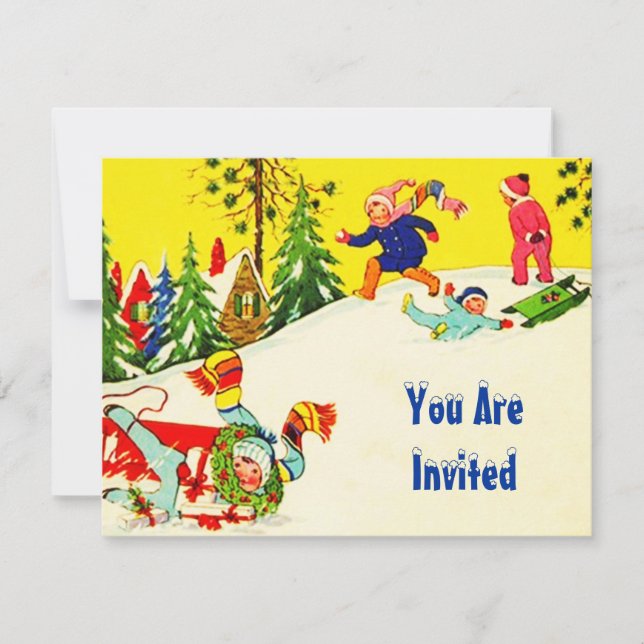 SNOW FUN WINTER BIRTHDAY PARTY INVITATION SNOWMAN (Front)