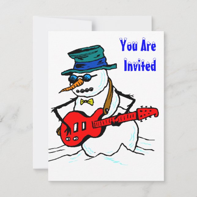SNOW FUN WINTER BIRTHDAY PARTY INVITATION SNOWMAN (Front)