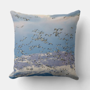 Snow geese during spring migration throw pillow