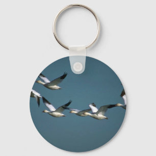 Snow Geese, in flight Keychain