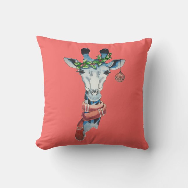 Snow giraffe throw pillow (Front)