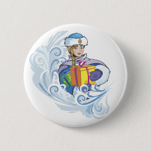 Snow Girl 2 Inch Round Button