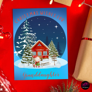 Snow Girl Christmas Wishes for Granddaughter Holiday Card