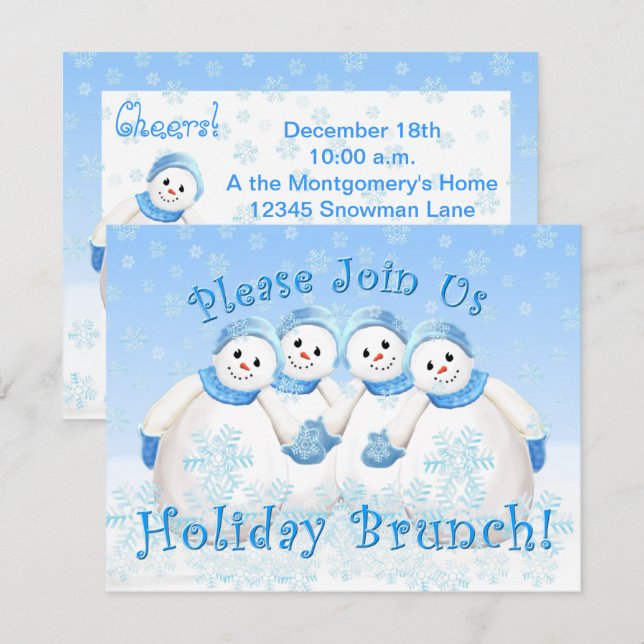 Snow Girls Holiday Brunch Invitations (Front/Back)