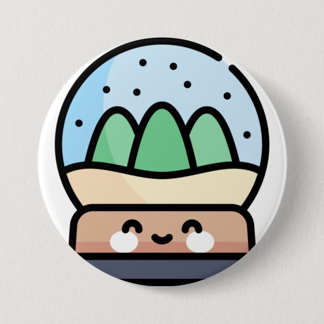 snow globe 3 inch round button (Front)