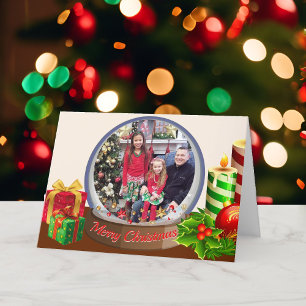 Snow Globe Christmas Family Kids Photo Holiday Card