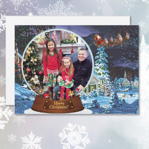Snow Globe Christmas Family Kids Photo Holiday Card