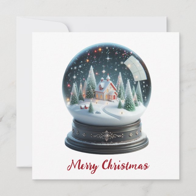 Snow Globe Christmas  Holiday Card (Front)