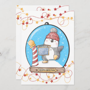 Snow Globe Christmas Penguin Card