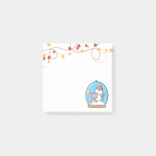 Snow Globe Christmas Penguin Post-It Notes (Front)