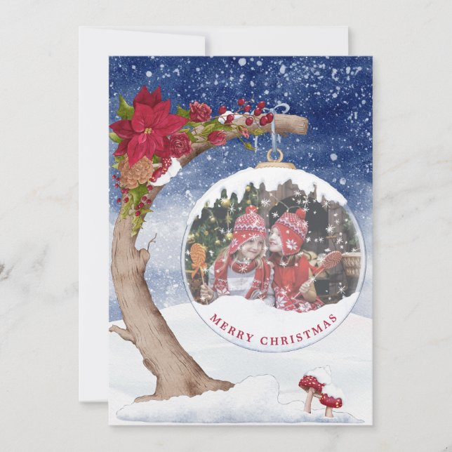  Snow Globe Christmas Photo Holiday Card (Front)