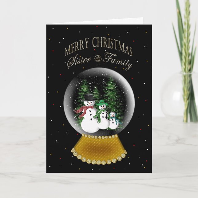 SNOW GLOBE - CHRISTMAS - SISTER AND FAMILY HOLIDAY CARD (Front)