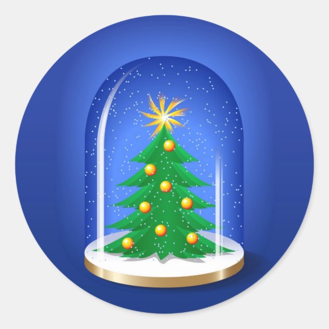Snow Globe Classic Round Sticker (Front)