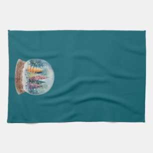 Snow Globe Colorful Christmas Tree Forest Kitchen Towel