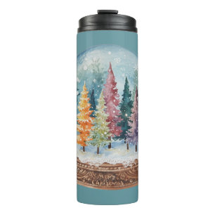 Snow Globe Colorful Christmas Tree Forest Thermal Tumbler
