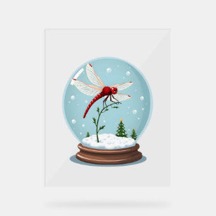 Snow Globe Dragonfly Acrylic Sign